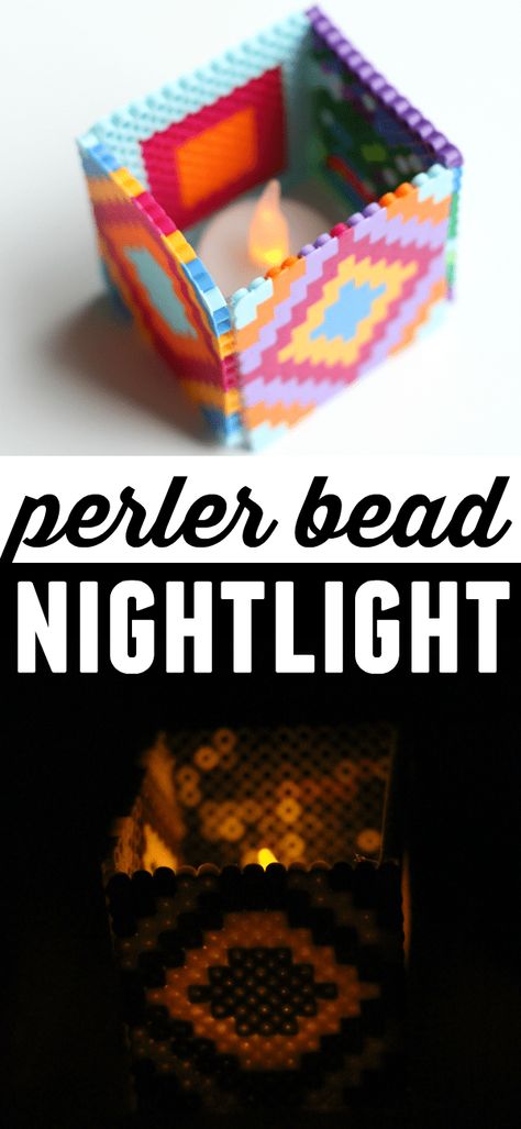 Perler Bead Nightlight - I Can Teach My Child! Easy Bead Crafts, Bead Craft Ideas, Bead Crafts For Kids, Fine Motor Practice, Perler Creations, 8bit Art, Educational Activities For Kids, Perler Patterns, Perler Bead Art