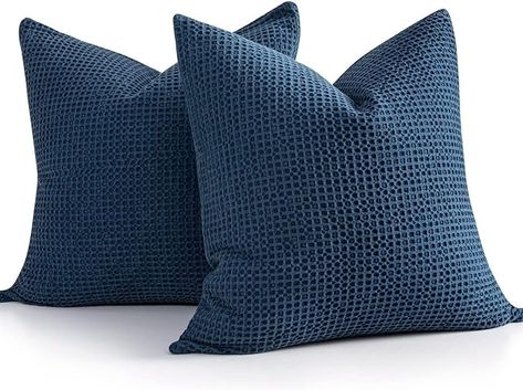 Amazon.com: COCOPLOCEUS 26x26 Pillow Covers Set of 2 Euro Shams Cotton Euro Sham Pillow Covers Waffle Weave Pillowcase Farmhouse Decorative Euro Throw Pillow Covers for Couch Sofa Bedroom Car, Dark Blue : Home & Kitchen 26x26 Pillow, Car Dark, Navy Throw Pillows, Euro Pillows, Geometric Pillow Covers, Woven Pillows, Euro Sham, Euro Pillow Shams, Euro Shams