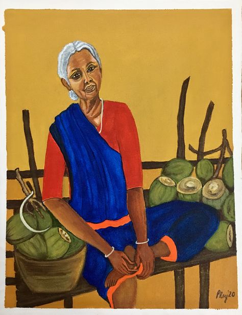 The coconut seller Illustration Art Drawing, Old Woman, Figurative Art, Figurative, Art Drawing, Projects To Try, Illustration Art, Art Drawings, Coconut