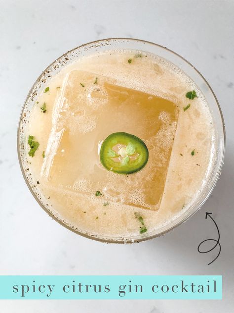 Spicy Gin Cocktail, Jalapeno Gin Cocktail, Fancy Drinks, Pretty Drinks, Cocktail Drinks Recipes, Gin Cocktails, Alcohol Drink Recipes, Drinks Alcohol Recipes, Alcohol Recipes