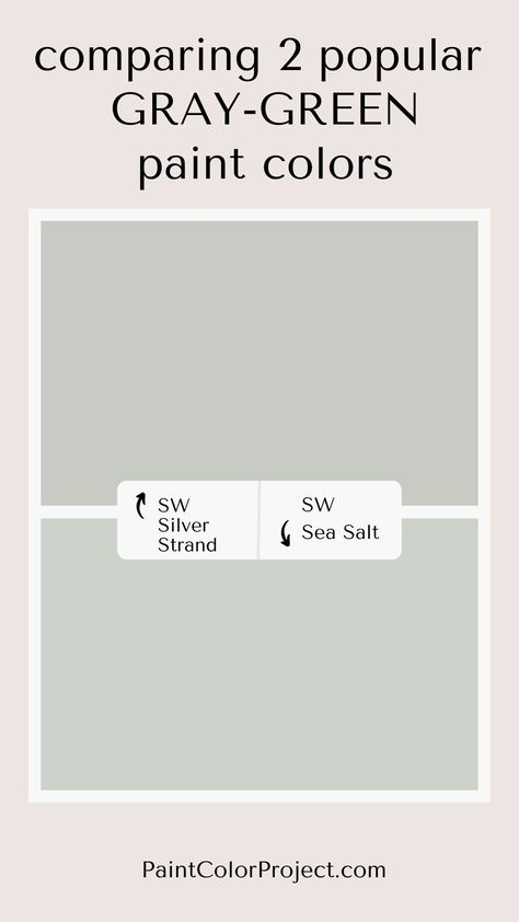 SW silver strand vs sea salt Silver Strand Sherwin Williams Bathroom, Silver Strand Coordinating Colors, Sw Silver Strand, Silver Strand Paint, Sherwin Williams Silver, Sherwin Williams Silver Strand, Sea Salt Paint, Picking Paint Colors, Green Grey Paint