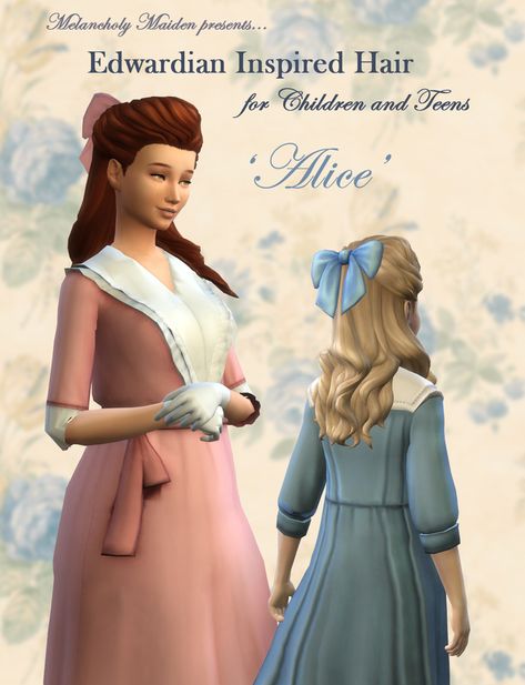 1890s Hair, 1800s Hair, Edwardian Hair, Sims 4 Decades Challenge, Edwardian Hairstyles, Sims Medieval, Sims 4 Challenges, Victorian Hairstyles, The Sims 4 Packs