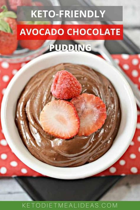 Going keto doesn't have to mean giving up dessert. One bite of this Keto Avocado Chocolate Pudding and you'll never be tempted to ditch keto again. Avacado Chocolate Pudding, Avacacado Recipes, Chocolate Avocado Pudding, Healthy Chocolate Pudding, Keto Pudding, Avocado Chocolate Pudding, Avocado Pudding, Sugar Free Pudding, Chocolate Avocado