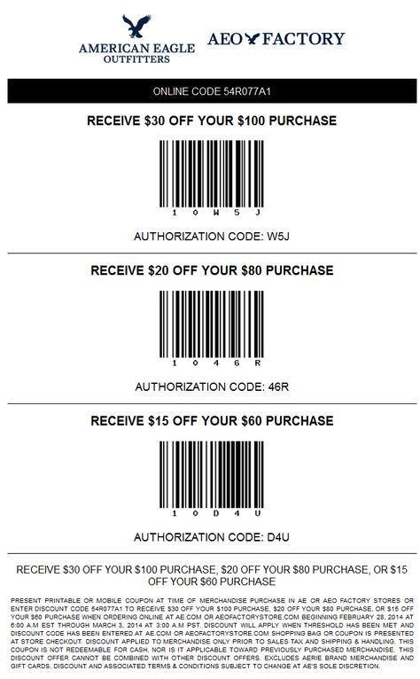 Pinned March 1st: $15 off $60 and more at #American Eagle Outfitters & factory locations, or online via promo code 54R077A1 #coupon via The #Coupons App American Eagle Outfitters, Coupon Apps, Clothing Retail, March 1st, Printable Coupons, Online Stores, Promo Codes, Coupon Codes, American Eagle