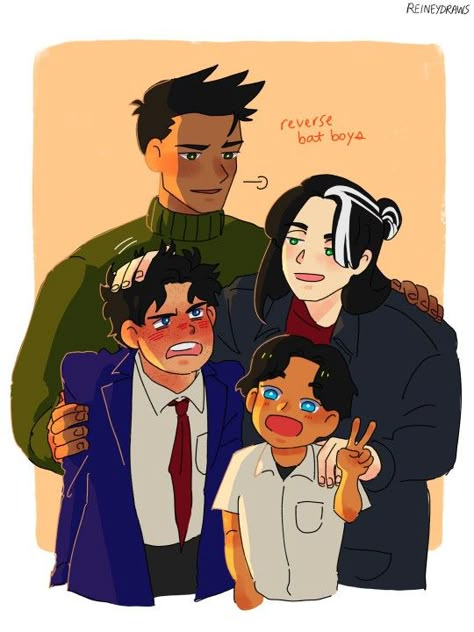 Dc Comics Funny, Dc Fanart, Superhero Family, Batfamily Funny, Robin Dc, Wayne Family, Bat Boys, Batman Comic Art, Tim Drake