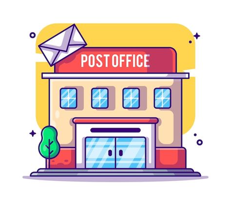 Post Office Clipart, Cartoon Buildings City, Post Office Drawing, Post Office Illustration, Post Office Design, Building Cartoon, Office Clipart, Post Office Building, Office Drawing