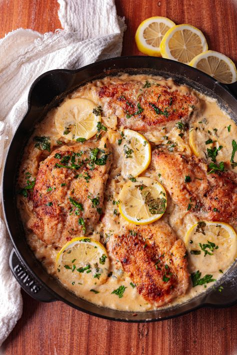 My creamy, lemon garlic orzo chicken skillet is packed with flavor and makes for a very satisfying weeknight meal. One Skillet Crispy Chicken Thighs & Creamy Lemon Garlic Orzo, Lemon Chicken Orzo Skillet, Orzo Chicken Skillet, Creamy Lemon Garlic Orzo, Creamy Lemon Garlic Chicken Orzo, Lemon Orzo Pasta With Chicken, Lemon Garlic Chicken Orzo, Garlic Chicken Orzo, Easy Elevated Dinner Recipes