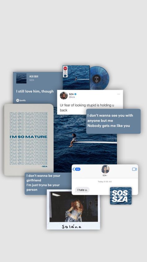 Sza Song Lyrics Wallpaper, Sza Wallpapers Laptop, Sza Lockscreen, Sza Aesthetic Wallpaper Blue, Sza Collage Wallpaper, Cdg Wallpaper, Sza Singer, Rnb Music, Simplistic Wallpaper