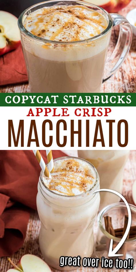 Starbucks Apple Crisp Macchiato, Apple Crisp Macchiato, Espresso Beverages, Spiced Apple Pie, Pumpkin Coffee Creamer, Barista Recipe, Academia House, Apple Cider Syrup, Macchiato Recipe