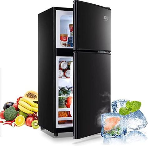 Krib Bling Compact Refrigerator 3.5Cu.Ft Mini Fridge with Freezer 2 Doors Food Storage Cooler 7 Adjustable Thermostat for Office, Dorm Black Doors For Office, Black Mini Fridge, Mini Fridge With Freezer, Compact Fridge, Under Counter Fridge, Best Refrigerator, Door Rack, Retro Fridge, Double Door Design