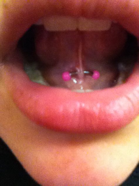 Tongue web piercing (: Tongue Web, Tongue Web Piercing, Web Piercing, Tongue Piercings, Piercing Inspo, Tongue Tie, Facial Piercings, Cute Piercings, Tongue Piercing