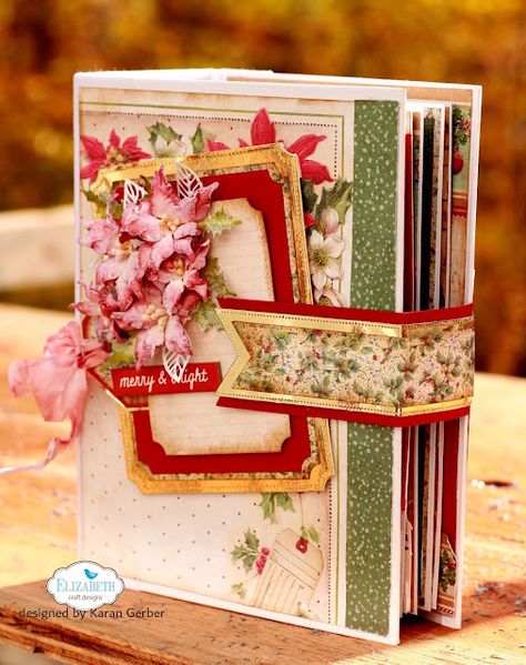 Vintage Christmas Mini Album – Scrap Booking Mini Album Scrap, Christmas Mini Albums, Handmade Journals Diy, Mini Albums Scrap, Diy Journal Books, Creative Scrapbook, Christmas Journal, Christmas Albums, Elizabeth Craft Designs