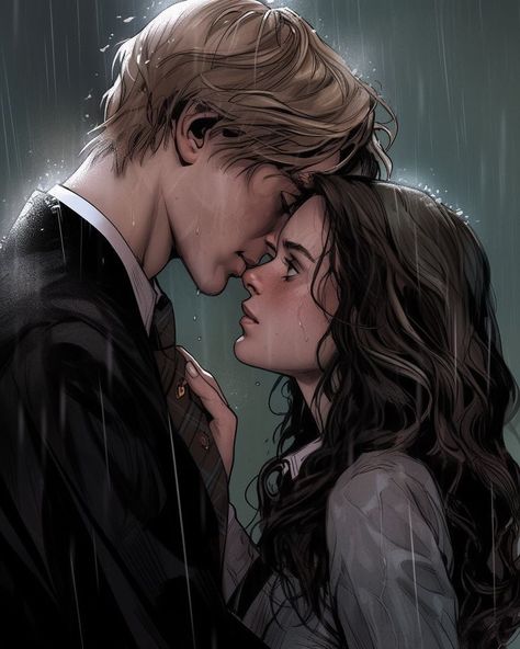 Warnette Fanart, Dramione Art, Harrypotter Fanart, Story Music, Dramione Fan Art, Draco And Hermione, Fantasy Couples, Images Harry Potter, Shatter Me Series