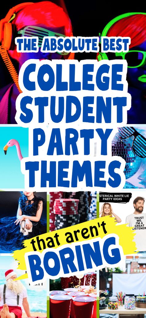 Need college party themes ideas or want to throw epic summer parties for friends at college or backyard party at home? List of fun party ideas for creative parties / unique parties that you don't see at every frat party or sorority party (plus some great trending party ideas you don't want to miss!). Use them for college mixer themes party ideas too! #collegeparty #partythemes #collegemixer #partyideas #trendingparty #trendingidea College Bday Party Theme, Party Ideas For College Students, College Party Ideas Drinking, Birthday Party Themes For College, Frat Party Ideas Themes, Theme Party Ideas For College Students, Fraternity Theme Party Ideas, Themes For Parties College, Funny Bday Party Themes