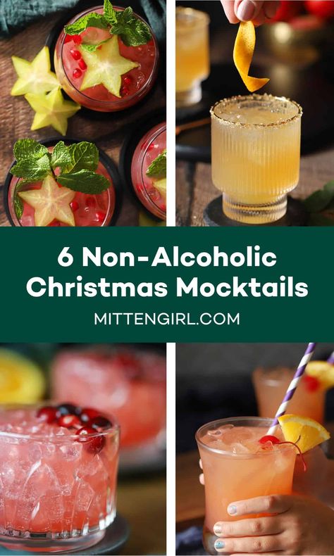 Christmas Mocktail Recipes, Christmas Mocktail, Christmas Drinks Nonalcoholic, Christmas Mocktails, Holiday Mocktail, Holiday Party Drinks, Christmas Drinks Recipes, Christmas Drinks Alcohol, Christmas Dinner Menu