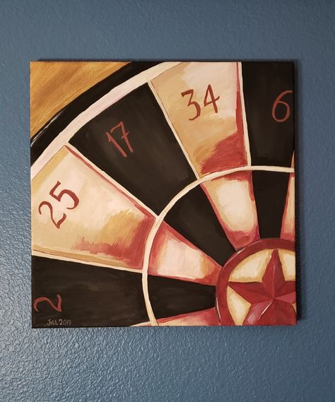 Man Cave Paintings, Game Room Man Cave, Roulette Wheel, Wheel Art, Cave Decor, Painted Boards, Z Arts, Dart Board, Man Cave Decor