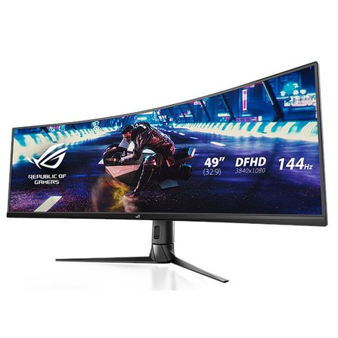 ROG Strix XG49VQ 49” 3840 x 1080(32:9) Super Ultra-Wide HDR Gaming Monitor has a 144Hz,Freesync 2 HDR, DisplayHDR 400,Shadow Boost, PIP, PBP. Asus Computer, Playing Xbox, Vesa Mount, Gaming Monitor, Wide Screen, Asus Rog, Built In Speakers, Lcd Monitor, Eye Strain