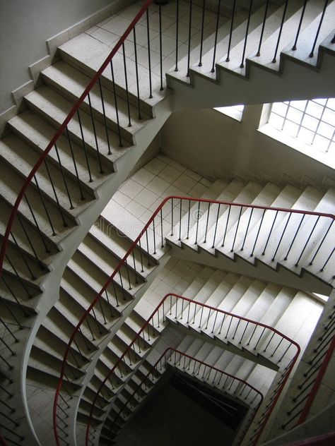 Downstairs Staircase, Landscapes Reference, Apartment Staircase, Steps Railing, Tiles Stairs, Staircase Balustrade, Stairs Handrail, Long Staircase, Worms Eye View