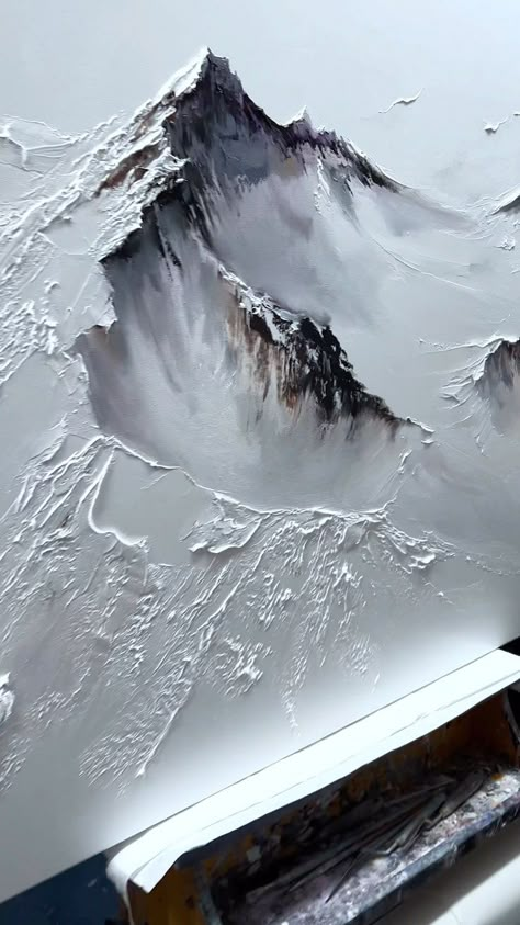 I am delighted to share one of my latest Snow Mountain paintings, which was expertly created using my largest palette knife and captures… | Instagram Textured Canvas Art Mountains, Textured Art Mountain, Textured Mountain Art, Mountain Texture Painting, Textured Mountain Painting, Mountain Abstract Painting, Painting Mountains Acrylic, Painting Ideas Mountains, Mountain Painting Ideas