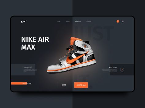 Nike - Sneaker Store website by Mariam Rtveladze on Dribbble Shoes Website Design, Nike Web, Sneaker Website, Nike Website, Ui Design Website, Nike Sneaker, Sneaker Stores, Album Covers, Creative Professional