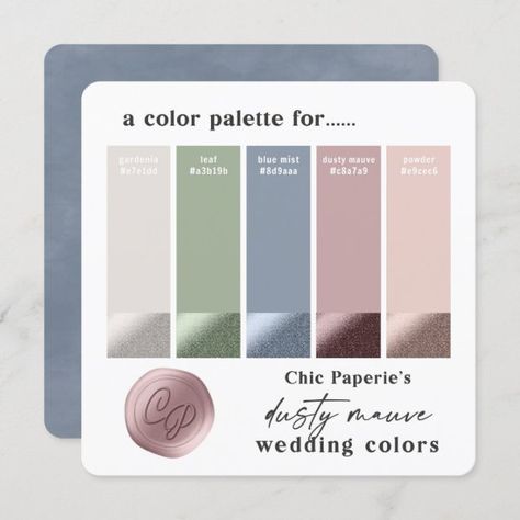 Dusty Mauve & Blue 2022 Wedding Color Palette Card Colors That Compliment Dusty Blue, Champagne Wedding Colors Palette, Mauve Blue Wedding, Dusty Blue Color Pallete, Dusty Blue Palette Colour Schemes, Dusty Summer Color Palette, Wedding Color Combos Spring, Dusty Sage Wedding Color Schemes, Pink Purple Blue Wedding Color Palettes