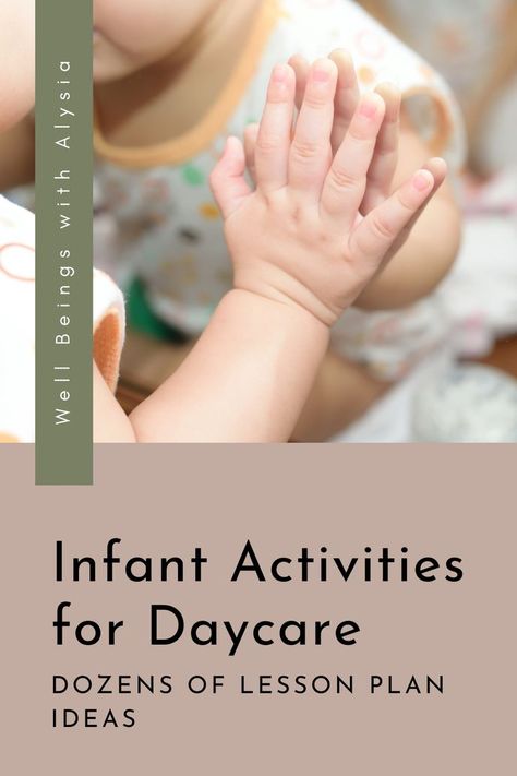 An infant places their hand on a mirror during an activity. The text reads Infants Activities Ideas, Infant Room Curriculum Lesson Plans, Infant School Activities, Lesson Plan Infants, Messy Infant Activities, Montessori, Infant Cognitive Activities Daycare, Infant Enrichment Ideas, Age Appropriate Activities For Infants