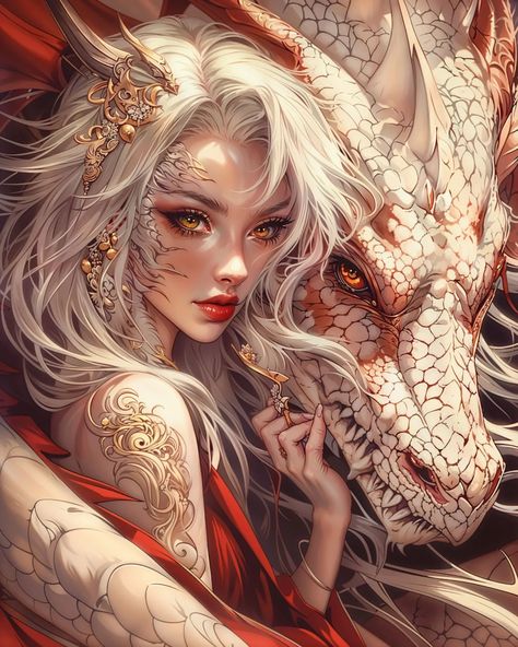 Amabel | She once brewed tea from a book, steeping wisdom in porcelain cups. . . . . . . ⇝ Dragon queen, Fantasy portrait, White dragon, Detailed… | Instagram Dragon Queen Art, Queen Of Dragons, Dragon Lady, Dragon Queen, Fantasy Fest, Dragon Artwork Fantasy, Female Dragon, Dragon Girl, Fantasy Portraits