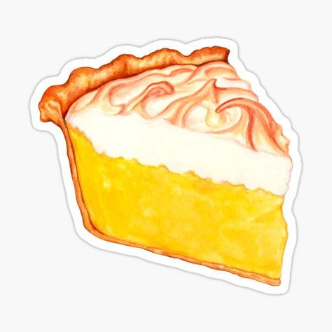 Yellow Printable Stickers, Beachy Stickers, Pancake Drawing, Pie Pie, Pancake Art, Food Sticker, Illustration Board, Journal Sticker, Lemon Meringue Pie