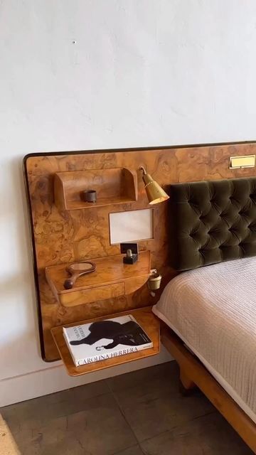 Vinterior on Instagram: "Classy and oh so sophisticated. We NEED this 1950’s Gio Ponti bed frame in our lives. Via @themillievintage. #vintagedesign #gioponti #mcm #vintagehome #vintagebedroom" Mid Century Bedroom Furniture, Ornate Bed, Mid Century Bed, Italian Bedroom, Classy Furniture, Mid Century Bedroom, Reading Lights, Mid Century Modern Bedroom, Vintage Bedroom