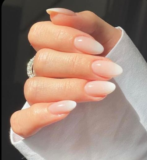 Medium Length Almond Nails, Nails Hot Pink, Nails Medium Length Almond, Faded Nails, Nails Medium Length, French Tip Press On Nails, Minimal Nails Art, Minimal Nails, Nails Medium