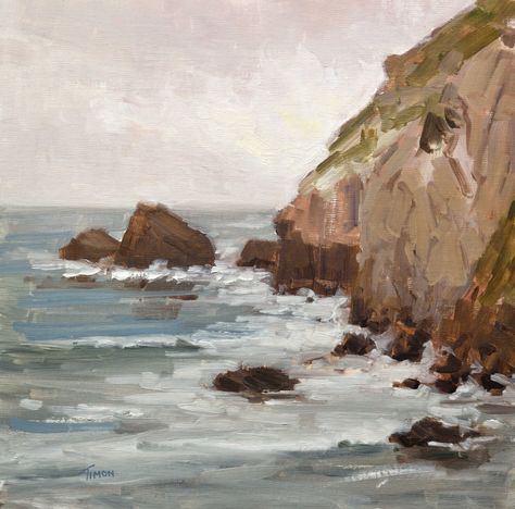 $875 · #california #californiaart #beachart #oceanart #ocean #waves #sunsetart #pleinair #impressionistart #impressionism Ocean Landscape Painting, Greece Painting, Seaside Paintings, Seascape Artwork, Castle Painting, Beach Oil Painting, Contemporary Landscape Painting, Room Painting, Salon Suites