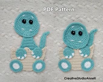 Dinosaur Applique Pattern, Applique Animals, Dinosaur Applique, Dinosaur Baby Blanket, Crochet Appliqué, Preemie Crochet, Appliqué Patterns, Crochet Elephant Pattern, Knitting Clothes