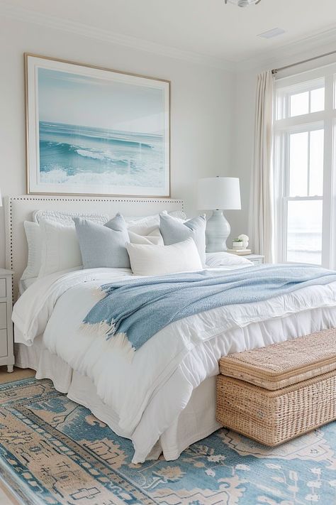 Teen Bedroom Decor Ideas For Small Rooms, Coastal Teen Bedroom, Teen Beach Room, Coastal New England Home, Costal Bedroom, Nautical Elements, Beach House Bedroom, Coastal Bedroom Decorating, Future Bedroom