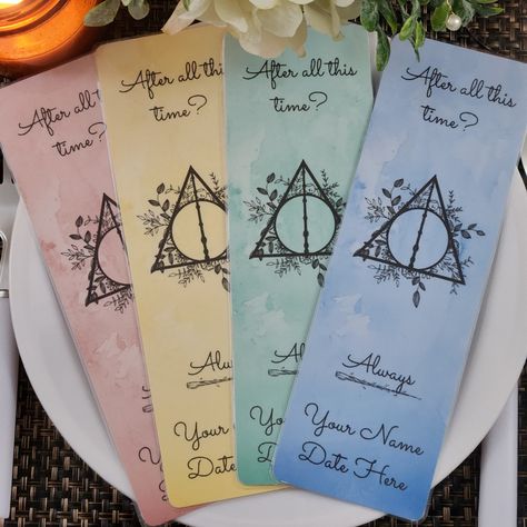 After all this time you guys are ready to take the next step! Congratulations! I'm here to help add some magic into your special day. I customize these Harry Potter wedding favors with your names and date! Emerald Wedding Colors, Harry Potter Wedding Ideas, Hp Wedding, Harry Potter Wedding, Emerald Wedding, After All This Time, All This Time, Deathly Hallows, Always You