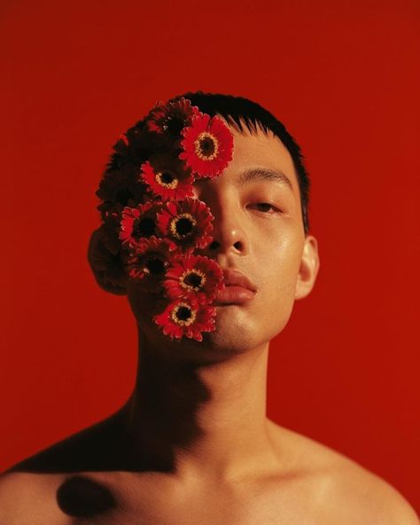 Man With Flowers, Leslie Zhang, Reference Photos For Artists, 얼굴 드로잉, Face Drawing Reference, Photographie Portrait Inspiration, Portrait Reference, Creative Portrait Photography, Portrait References