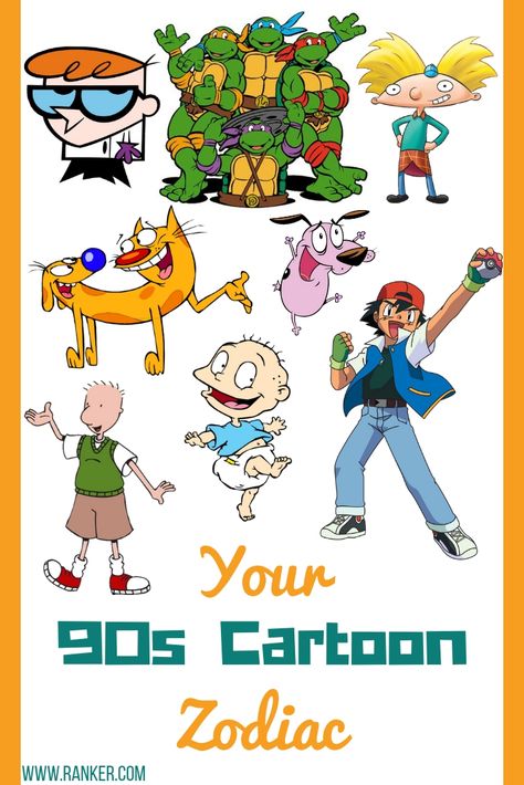 90s cartoon characters based on your zodiac sign? Which cartoon character are you? These would be great cartoon character halloween costumes! #Zodiac #Cartoon #Retro Zodiac Signs As Cartoon Characters, Zodiac Cartoon Characters, Nickolodian Characters 90s, Nickolodian Characters Costumes, 90’s Cartoon, Nickolodian Characters, 90 Cartoon Characters, 2000s Cartoon Characters, Popular Cartoon Characters