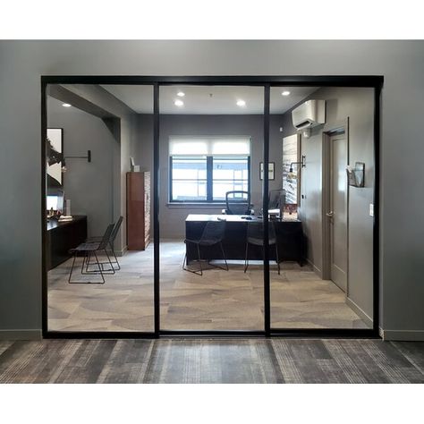 Contemporary Sliding Door, Home Office Glass Doors, Sliding Room Divider, Glass Sliding Closet Doors, Sliding Door Company, Sliding Doors Internal, Garage Transformation, Doors Room, Glass Room Divider