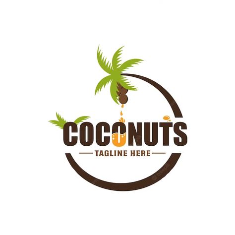 Coconut Logo Design Branding, Coconut Tree Logo, Coconut Logo, Coconut Design, Logo Drink, Jelly Design, Coconut Vector, Eco Logo Design, Coconut Products