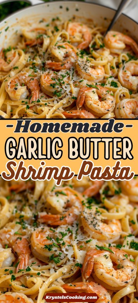 Looking for a quick dinner idea? Try this easy garlic butter shrimp pasta recipe! With a hint of lemon for added zest, it’s a delicious and effortless meal. Shrimp Recipes Stove Top, Garlic Butter Noodles With Shrimp, Lemon Shrimp Fettuccine Garlic Butter, Smoked Lemon Butter Shrimp, Angel Shrimp Pasta, Fettuccini Shrimp Pasta, Garlic Butter Sauce For Seafood Pasta, Shrimp With Pasta Easy, Scallops Shrimp Recipe Dinners