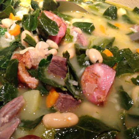 Kale Soup (Sopa de Couves) - Portuguese Cooking Portuguese Kale Soup Recipes, Portugese Kale Soup, Portuguese Kale Soup, Kale And Bean Soup, Portuguese Soup, Portuguese Foods, Portuguese Dishes, Kale Soup Recipes, Ham Hock