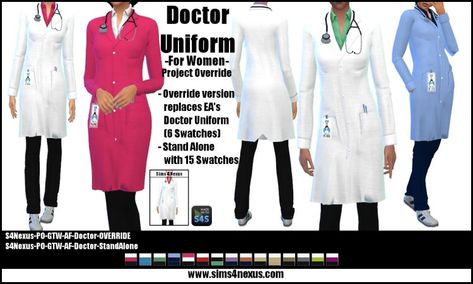 -Project Override- Womens’ Doctor Uniform - Sims 4 Cc Scientist Outfit, Sims 4 Nurse Outfit, Ts4 Doctor Cc, Sims 4 Hospital Clothes, Sims 4 Doctor Scrubs Cc, Sims 4 Career Outfit, Sims 4 Nurse Scrubs, Sims 4 Lab Coat, Sims 4 Nurse Scrubs Cc