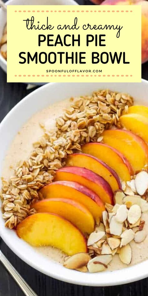 Peach Smoothie Bowl, Breakfast Smoothie Bowl Recipes, Easy Peach Pie, Smoothie Bowls Recipe Easy, Healthy Smoothie Recipe, Bowl Recipes Easy, Smoothie Bowl Recipe Healthy, Delicious Smoothie Recipes, Acai Bowls Recipe