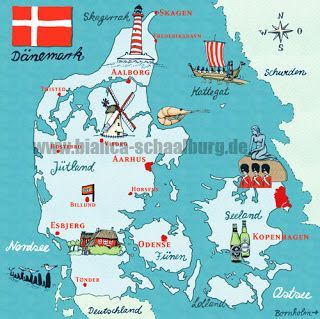 Map Of Denmark, Denmark Map, Danish Culture, Copenhagen Travel, Viborg, Scandinavian Countries, Tourist Map, Historical Facts, Illustrated Map