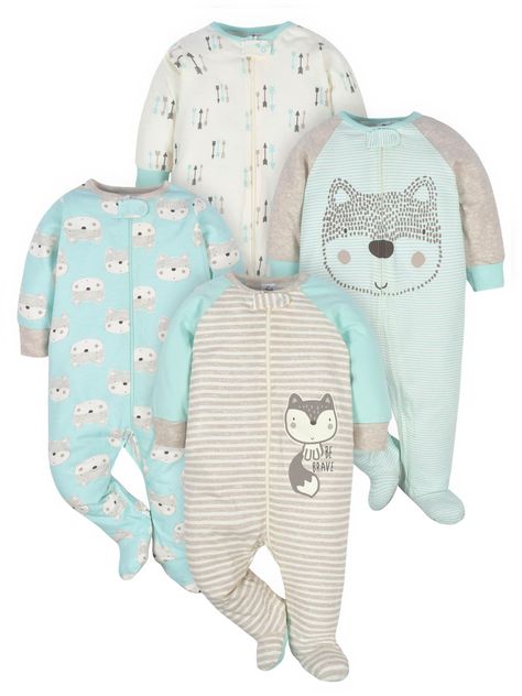 PRICES MAY VARY. Includes four Gerber sleep n' plays with mitten cuffs Front zipper opening makes dressing and changing easier Keeps your baby comfortable as they rest or romp Machine wash, tumble dry Footie Pajamas, Footed Pajamas, Gerber Baby, Footie Pajama, Boy Onesie, Baby Fox, Toddler Clothes, Baby Outfits, Boy Clothes