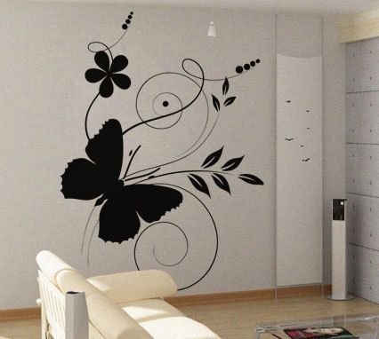 Butterfly wall sticker Wall Paint Designs Butterfly, Wall Painting Butterfly Design, Butterfly Drawing Wall Painting, Butterfly Wall Painting Ideas, Mural Wall Art Interiors Diy, Butterfly Drawing On Wall, Butterfly Wall Art Bedroom, Wall Painting Ideas Butterfly, Butterfly Wall Drawing