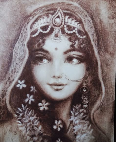 Radharani Vrindavan Krishna, Krishna Drawing, Peace Illustration, Vedic Art, Hinduism Art, Goddess Artwork, Krishna Photo, Radha Rani, Radha Krishna Art