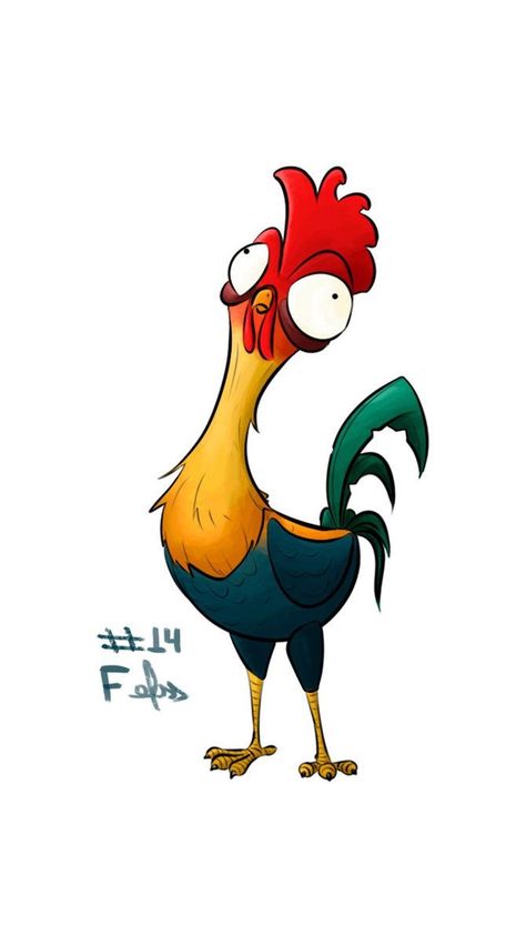 Heihei Drawing, Cartoon Rooster, Chicken Drawing, Drawing Funny, Cartoon Chicken, Chicken Painting, Rooster Art, Cute Chickens, Chicken Art