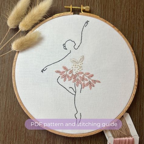 Embroidery Ballerina, Dancer Embroidery, Nutcracker Diy, Ballerina Embroidery Design, Ballerina Embroidery, Cross Embroidery Designs, Modern Hand Embroidery Patterns, Modern Hand Embroidery, Dancer Ballet