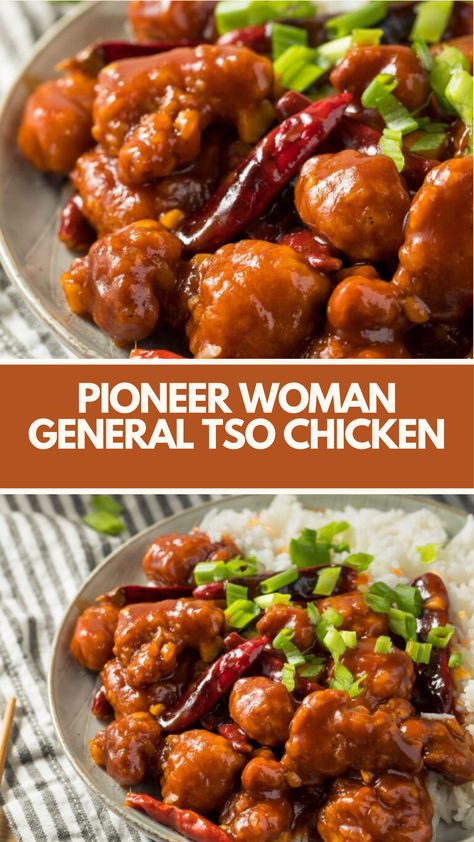 Pioneer Woman General Tso Chicken features a blend of chicken, soy sauce, ginger, garlic, and green onions. This recipe takes 75 minutes to make and serves 6 people. General Tso's Sauce Recipe, Chicken Soo Guy Recipe, Chicken Ginger Recipes, Crockpot General Tso Chicken, General Tso Chicken Sauce, General Tso Chicken Easy, Slow Cooker General Tso Chicken, Chicken Chinese Recipes, General Tso Sauce Recipe