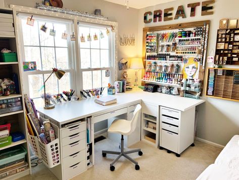 Office Craft Room Combo, Ikea Crafts, Dream Craft Room, Craft Room Design, Custom Storage, Office Crafts, Craft Room Office, Craft Room Organization, Room Setup